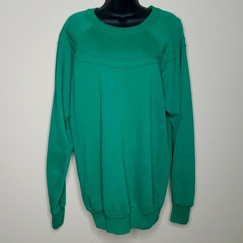 Pannill Sweatshirt Size XXLarge Vintage 80s Ragland Style Green Faux Ruffles